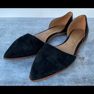 Madewell D’Orsay Black Suede Leather Flats size 10